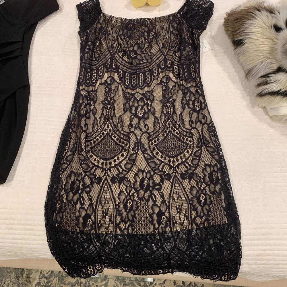 Black and cream lace dress